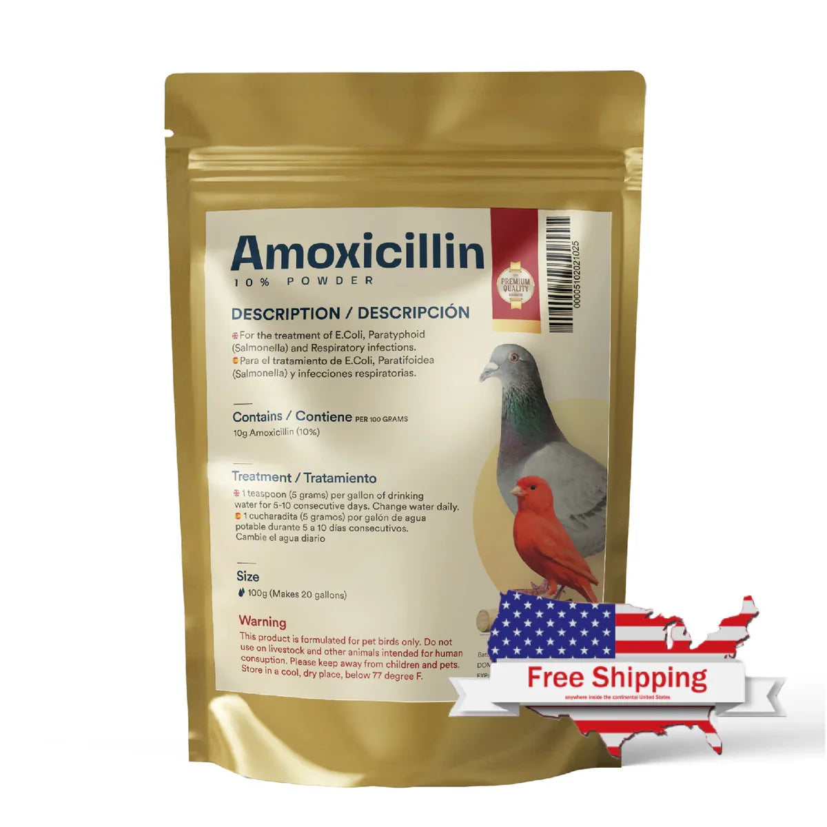 Amoxicillin 10% Powder for Birds amoxicillin 10% powder - bird product photo